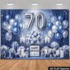 Sfondo piano 2D per il 70° compleanno, sfondo blu scuro, materiale poliestere, adatto per celebrazioni a tema al coperto e all'aperto