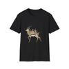 Deer Floral Watercolor Boho Black Tee Nature Aesthetic Print T-Shirt