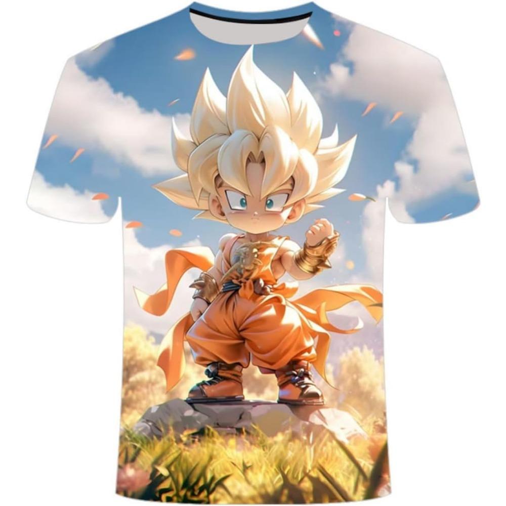 Anime tričko 3D potisk komiksový nový letní tričko, módní tričko s krátkým rukávem pro muže a ženy černé s kulatým výstřihem.