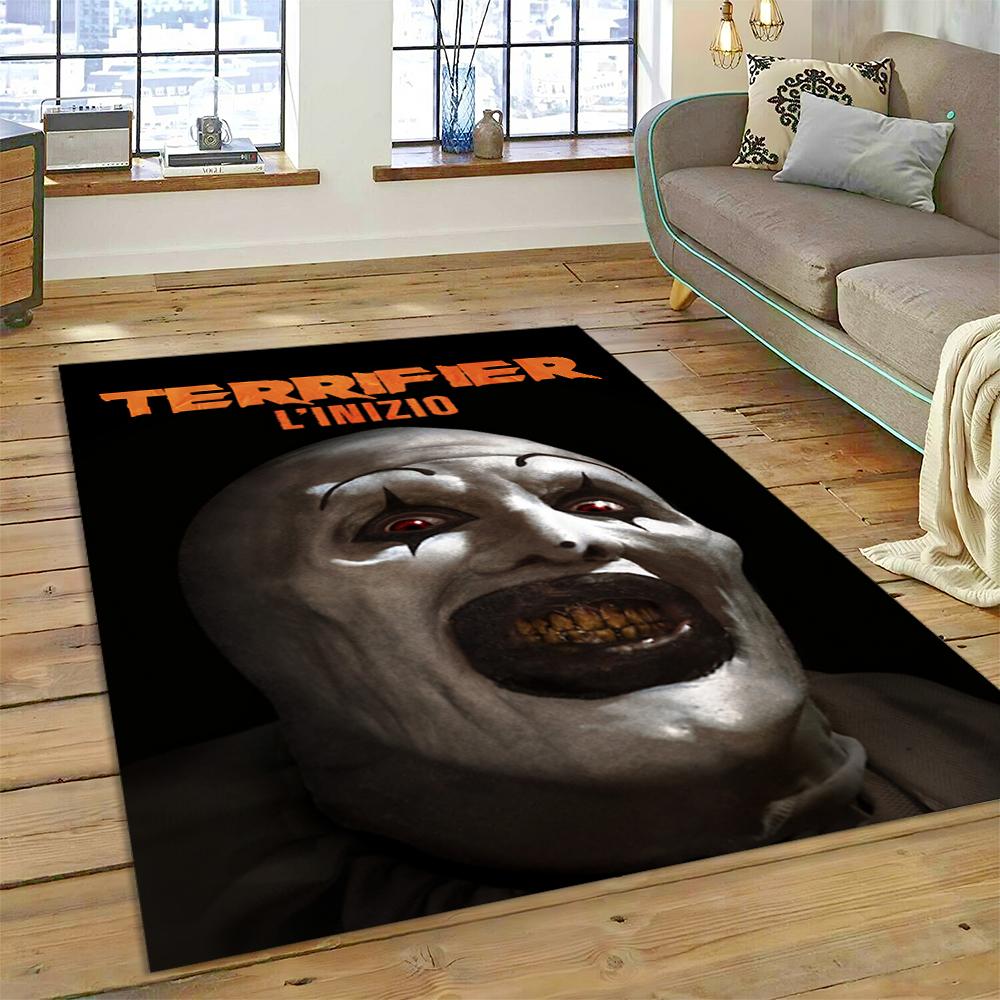 3D Terrifier 3 Horror Clown Movie Cartoon Carpet Rug for Bedroom Living Room Home Sofa Decoration,kids Play Decor Floor Mat Gift