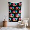 Doodle 67 Donut Waffle Cake Digital Printing Polyester Wall Tapestry Suitable for Use Living Rooms Bedrooms Offices Bars Party