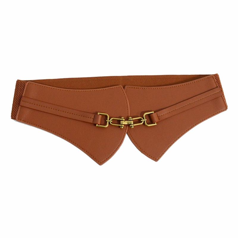 

Урожай Pin пряжкою широкий шкіряний пояс еластичний корсет жіночий костюм пояс для жінок пояс подарунок коричневий