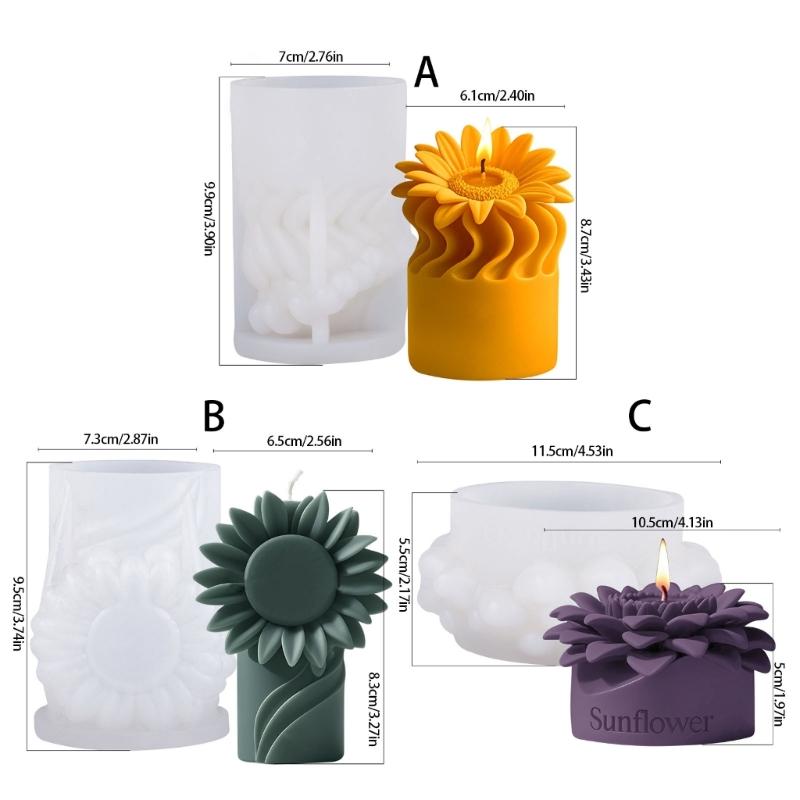 Flower Pillar Candle Molds for Epoxy Resin Candle Soap Embossed Flower Cylinder Shape Silicone Molds for Home Decoration