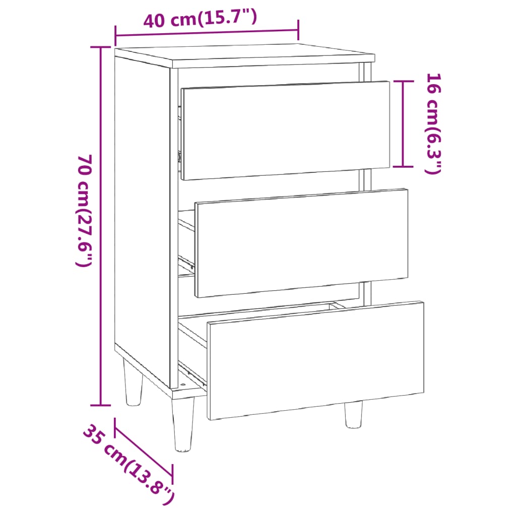 Nightstand Smoked Oak 40 x 35 x 70 cm Wood Based Material