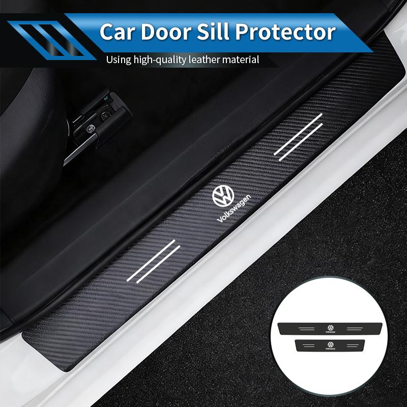 VW Leather Car Door Plate Threshold Protector Strip Sticker For Volkswagen VW Scirocco Jetta Beetle Golf Passat Polo Tiguan Sharan EO1