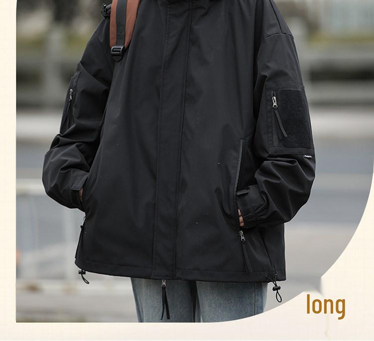 Unisex Japanese Style Multi-Pocket Windproof Hooded Jacket for Spring/Autumn Hiking