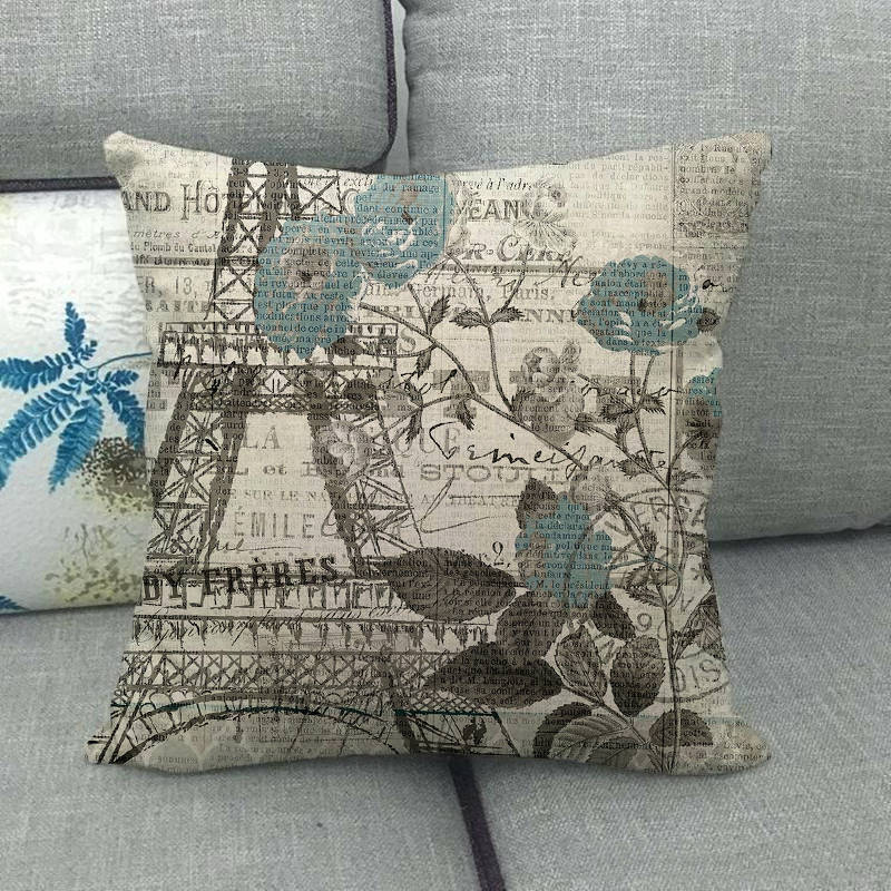 London, Paris Tower, Uk Digital Printing Short Plush Pillow Covers Decorative For Car Sofa Office Cushion Cover Home Goods