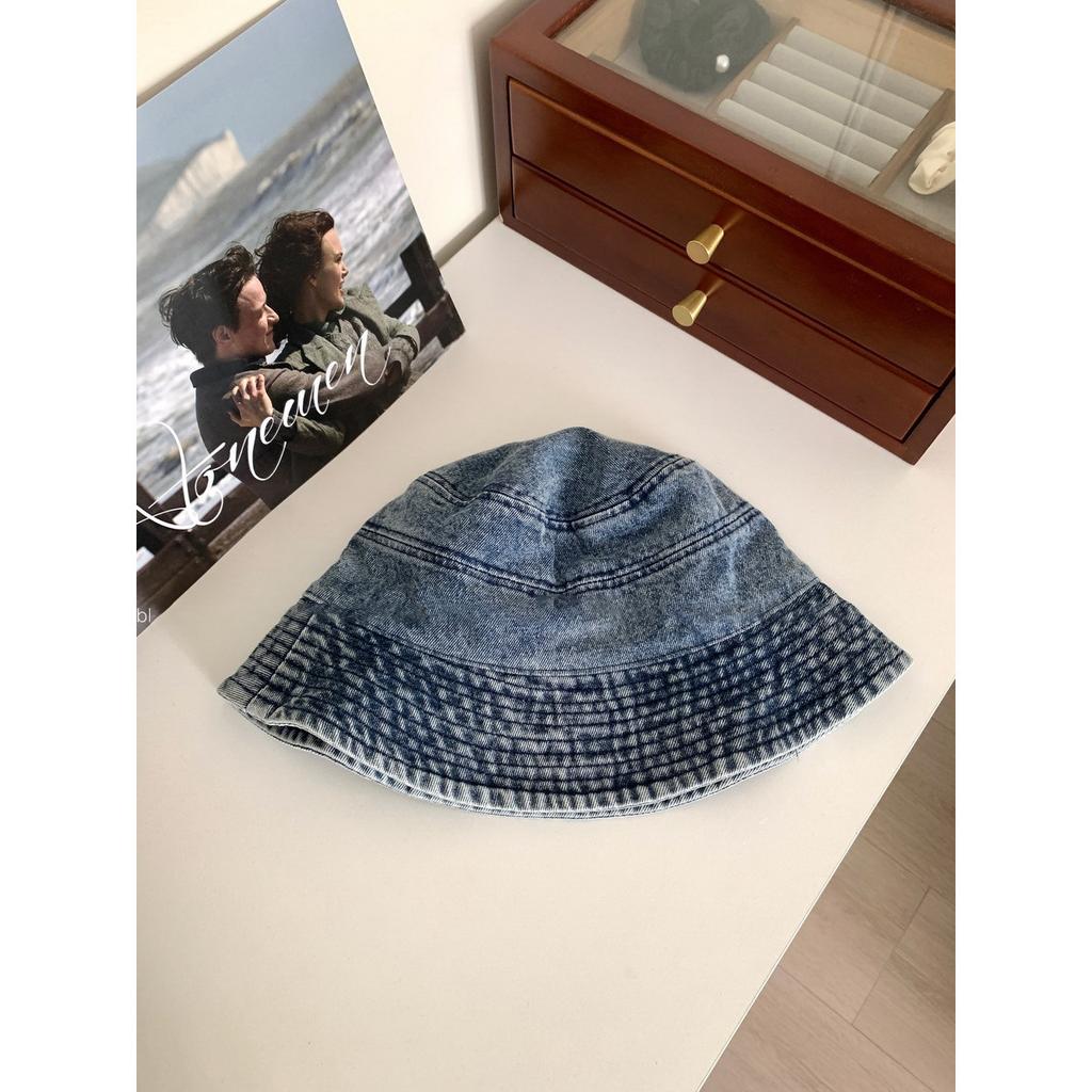 Korean-style fashionable vintage fisherman hat for women, suitable for spring, summer, and autumn, versatile and face-slimming, denim bucket hat