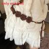 Vintage Western Style Leather Belt With Flower Beads For Women Casual Dresses