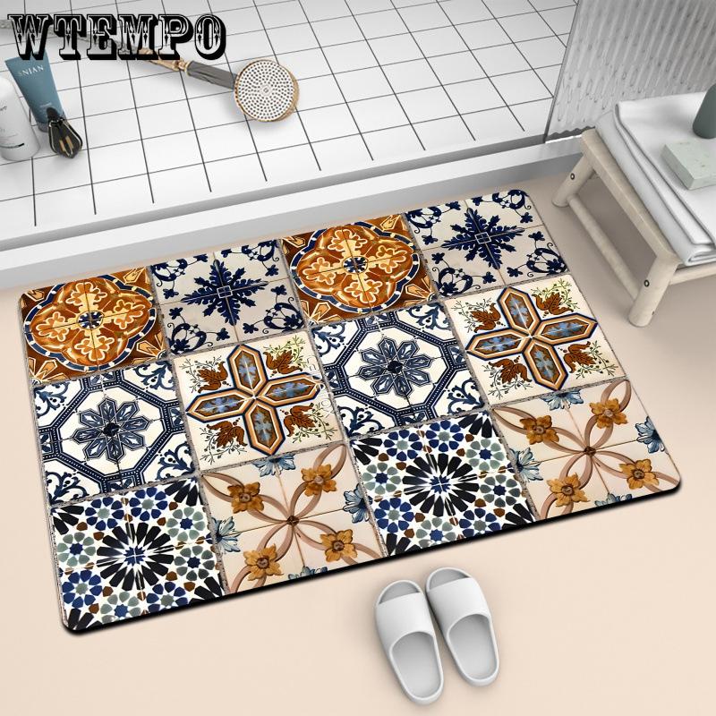 Retro Floor Mat Home Light Luxury Bathroom Floor Mat Toilet Floor Mat