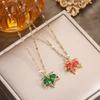 Elegant Zirconium Red Maple Leaf Titanium Necklace - Luxury Fashion Clavicle Chain for Women