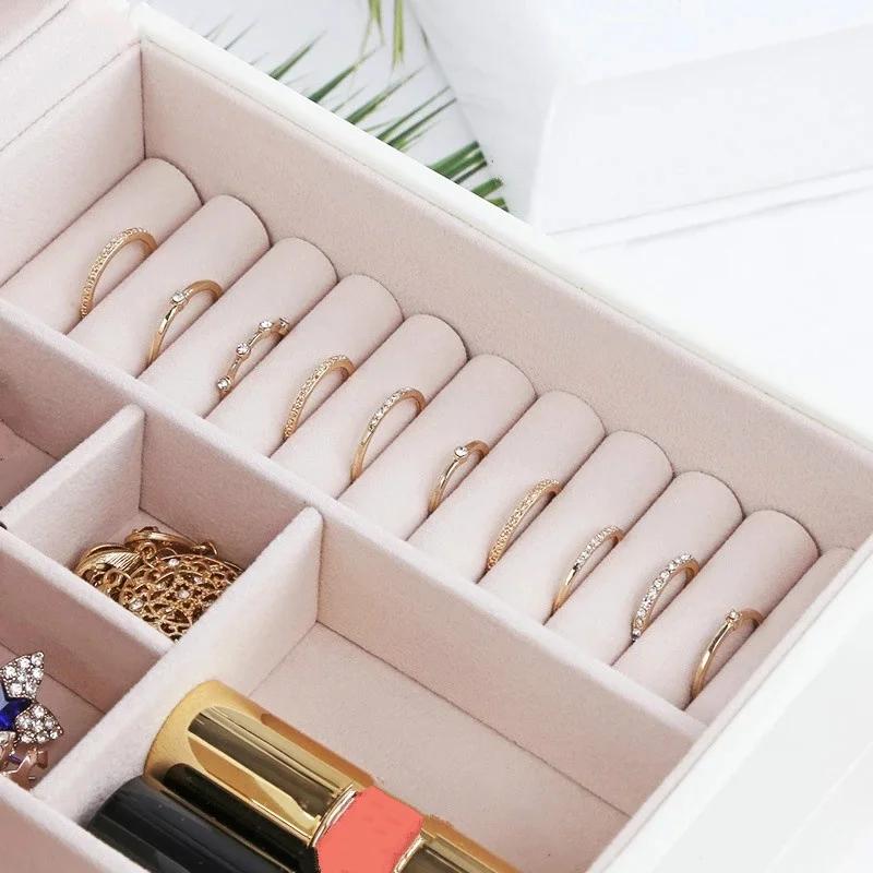 Fashion Leather Jewelry Box Case Jewelry Package Storage Large Space Jewelry Ring Necklace Bracelet