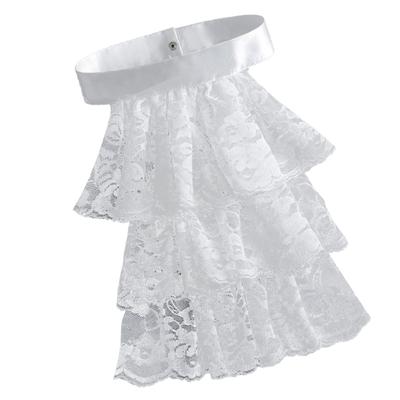 Perfect Match Elegant Victorian Costume Collar Ruffled Lace Jabot Neck Collar For Halloween Parties Cosplay Vampires Costume Collar