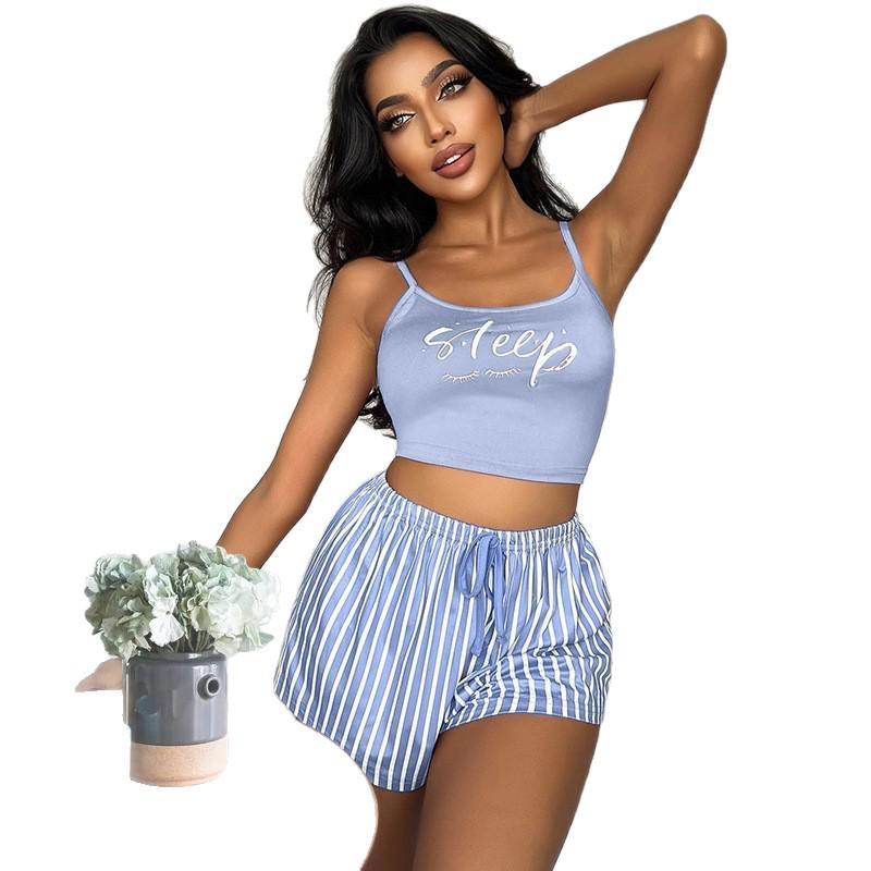 European & American Printed Camisole Shorts Set - New Style Slim-fit Sexy Home Wear