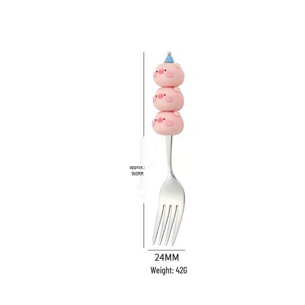 2304 Stainless Steel Cartoon Spoon Fork - Stackable, Cute, Kids' Christmas Soup Utensil