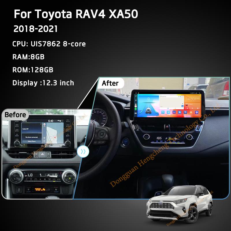 12.3Inch For Toyota RAV4 XA50 2018-2025GPS Navigation Radio Android12 8+128G 8Core CarPlay 4G 360Camera Car Multimedia Player