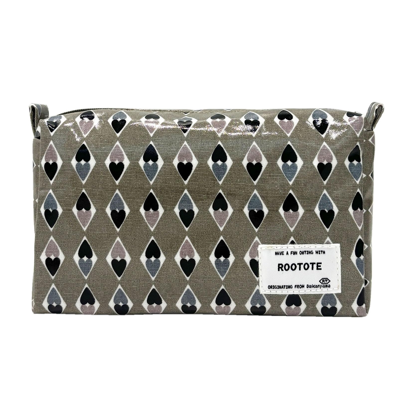 

[Rootote] Horizontal Zipper Pouch with Laminated Exterior, WR.Pouch.Laminate-P 1023 (03 Heart)