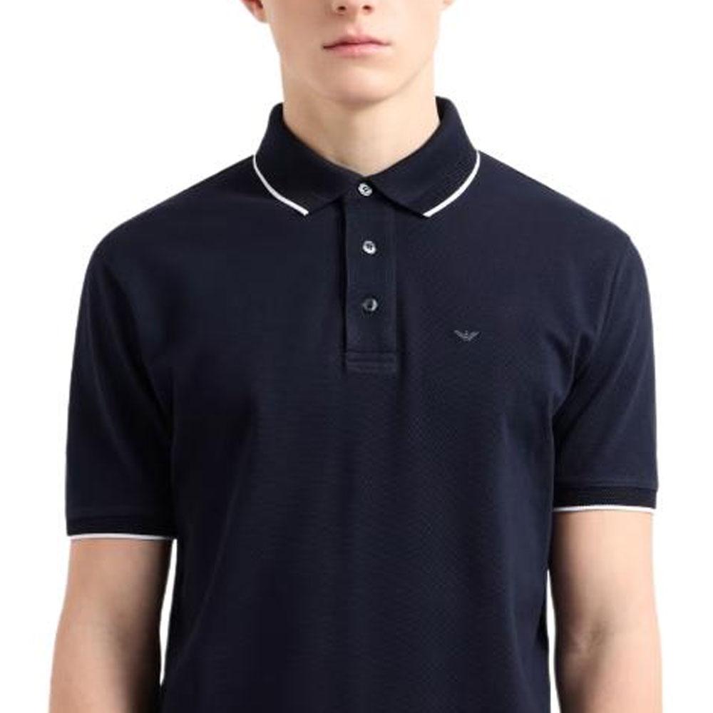 Emporio Armani Logo Embroidered Polo Shirt Men Polo Shirts Navy EM000858-AF12955-UB118