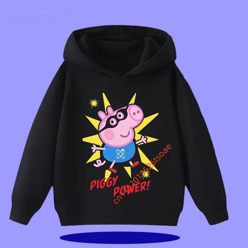 Peppa Pig Children's Hooded Sweatshirt 2026 New Style Cartoon Print Boys' Sport Shirt Girls' Casual Shirt