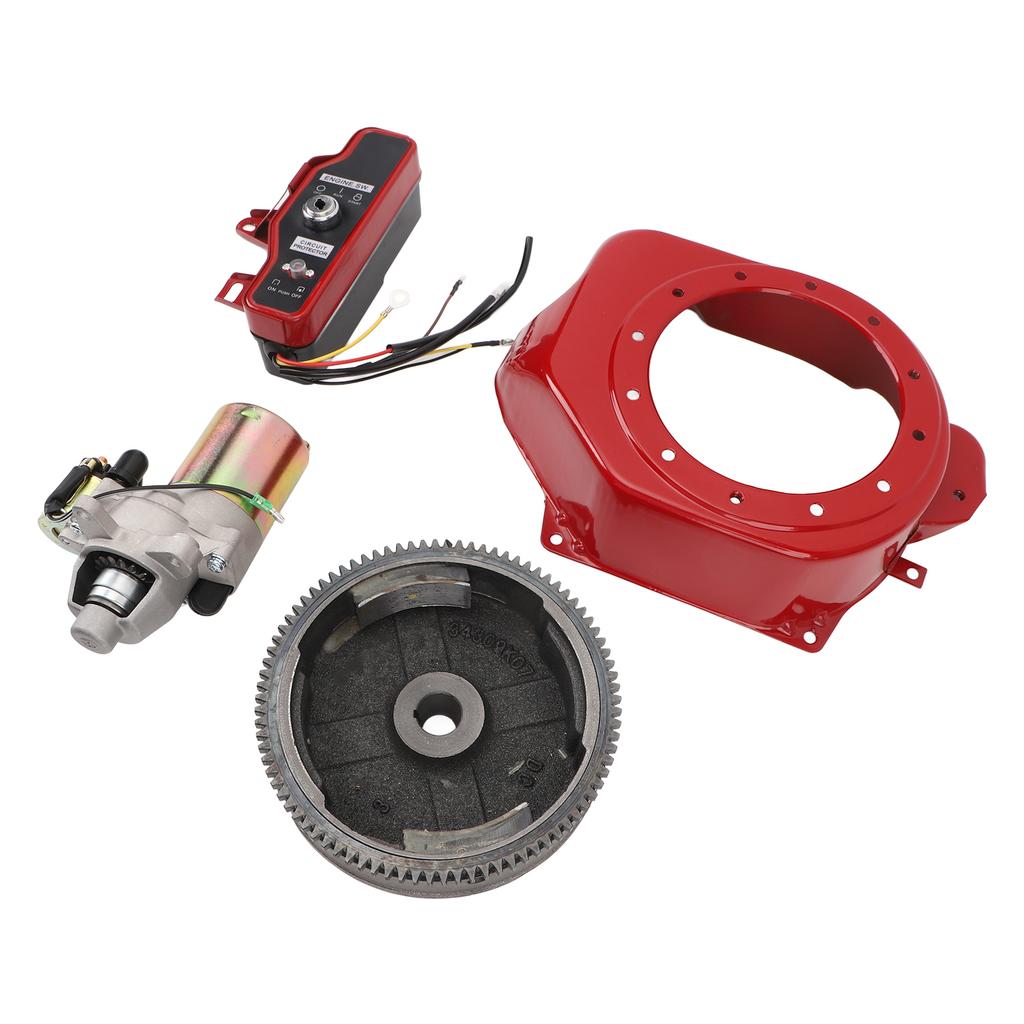Electric Start Kit Smoother Start Switch Starter Motor Ignition Flywheel Cover for GX160 GX200 5.5HP 6.5HP 4 Stroke