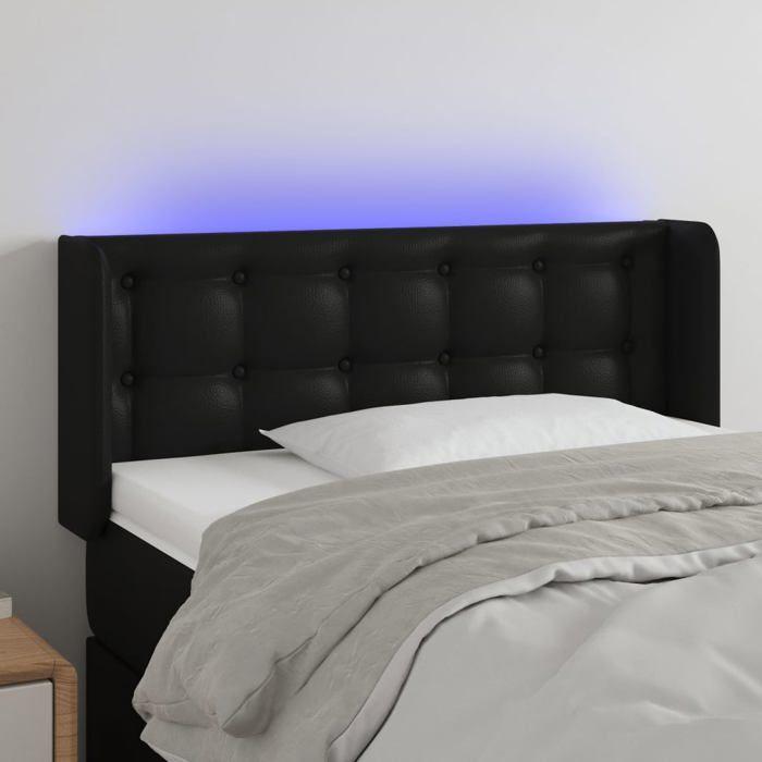 VidaXL Tête de Lit à LED Meuble de Chambre à Coucher Accessoire de Lit Simple Tête de Cadre de Lit Intérieur Noir 3123308