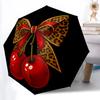 1pc Cherries Bow Automatic Folding Umbrella with 8-Rib Windproof Design, Portable Foldable Sunshade Umbrella For Halloween 047