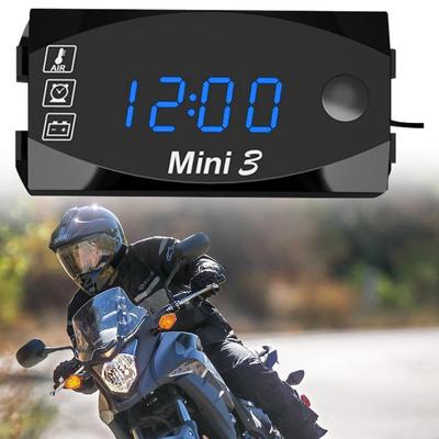Universal Motorcycle Electronic Clock Thermometer Voltmeter Three-In-One IP67 Waterproof Dust-proof LED Watch Digital Display