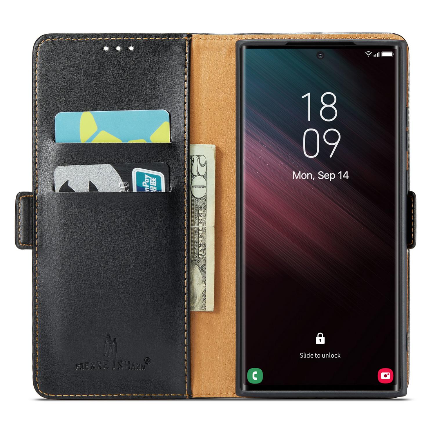 

For Samsung Galaxy S25 Ultra Case Magnetic Closure PU Leather Wallet Stand Cover Blue