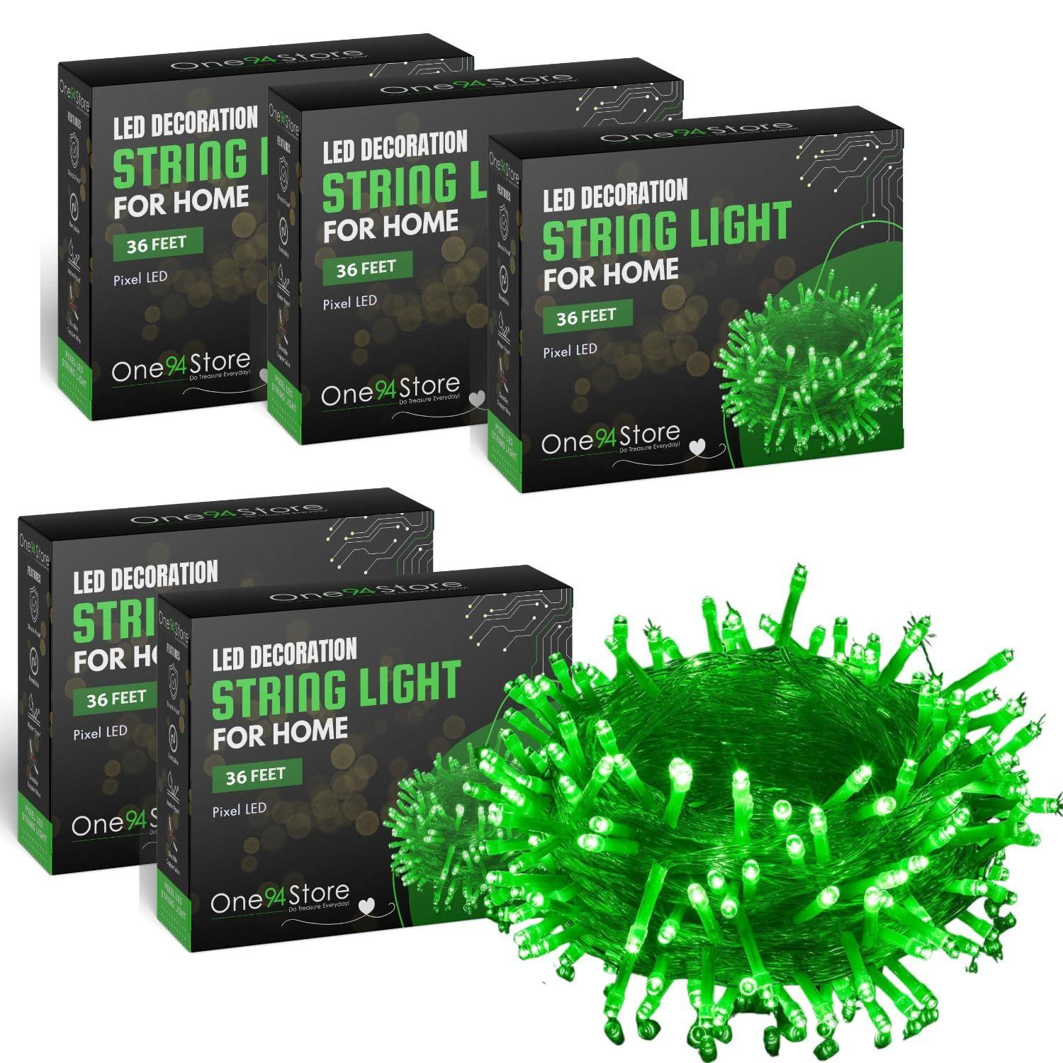 

36 Ft Green LED Pixel String Lights Decorative Serial Lights with Flexible Copper Wire , Christmas, Wedding, Party & Home Decor Pack of 5