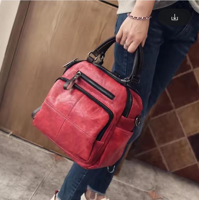 

2025 Новая женская сумочка Многофункциональная кожаная сумка с клапаном Женская винтажная повседневная сумка-рюкзак для женщин Маленькая сумка через плечо Женская 25cm*13cm*27cm