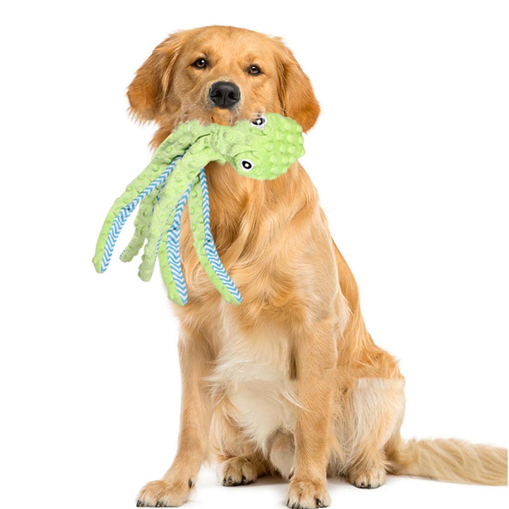 Hund Quietsch Plüschtier Niedliche Oktopus Form Interaktiv Langeweile Reduzieren Stofftier Hund Kauspielzeug für Kleine