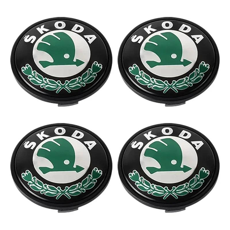 

Car Sticker 2025 Hot 4Pcs Car Styling Auto Wheel Hub Center Caps Rim Cover Badge Emblem For Skoda Octavia MK2 MK3 A7 Karoq Kodia 4Pcs 56mm