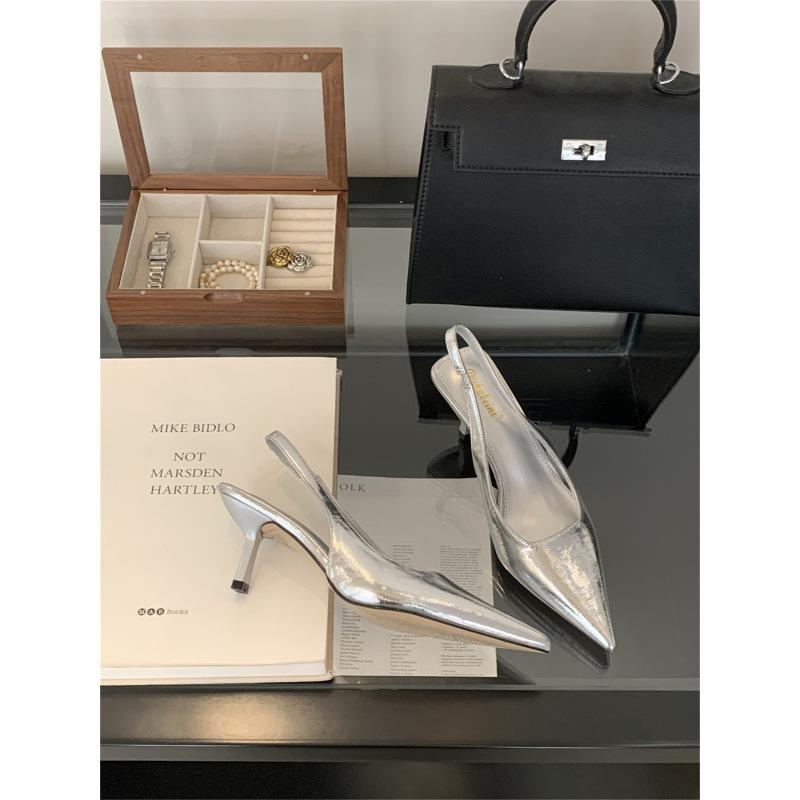 2025 spring and autumn new fashion versatile high heels pointed head temperament bag head sandals fairy shoes French rear