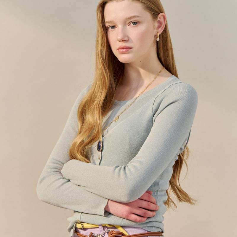 Maxza Button Up Bustier Layered Knit Set Zf03qk007na