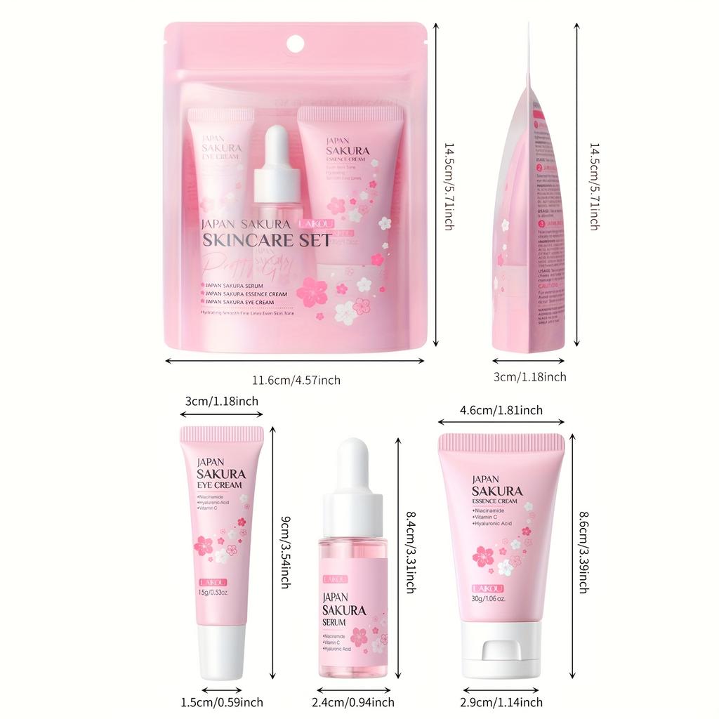 Sakura Skin Care Sets & Kits with Cleanser,Serum,Eye Cream,essence Cream Beauty Products for Women Gift Sets Routine Travel Kit