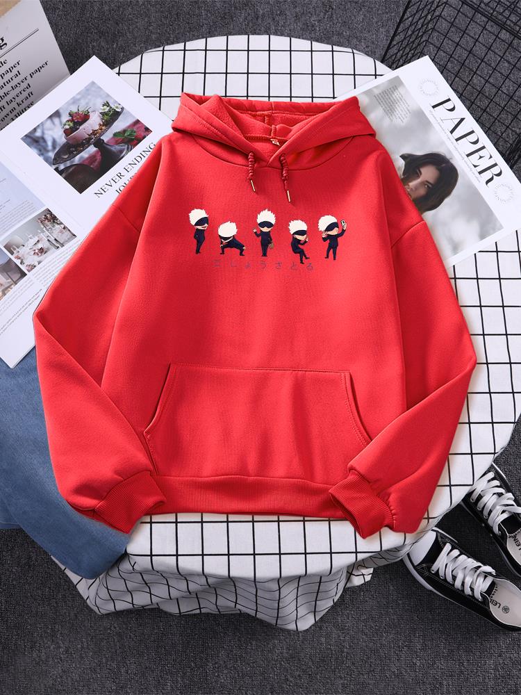 Anime Jujutsu Kaisen Lil Gojo Graphic Hoodies Vintage Oversized Hooded Sweatshirt Long Sleeves Cotton Hoodie Men Women Clothes