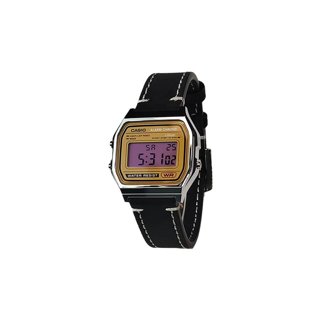 CASIO Custom Collection Electronic Movement Leather Strap Watch Men's Watches Yellow Watch Dial A158WEA-9(Watch5--)