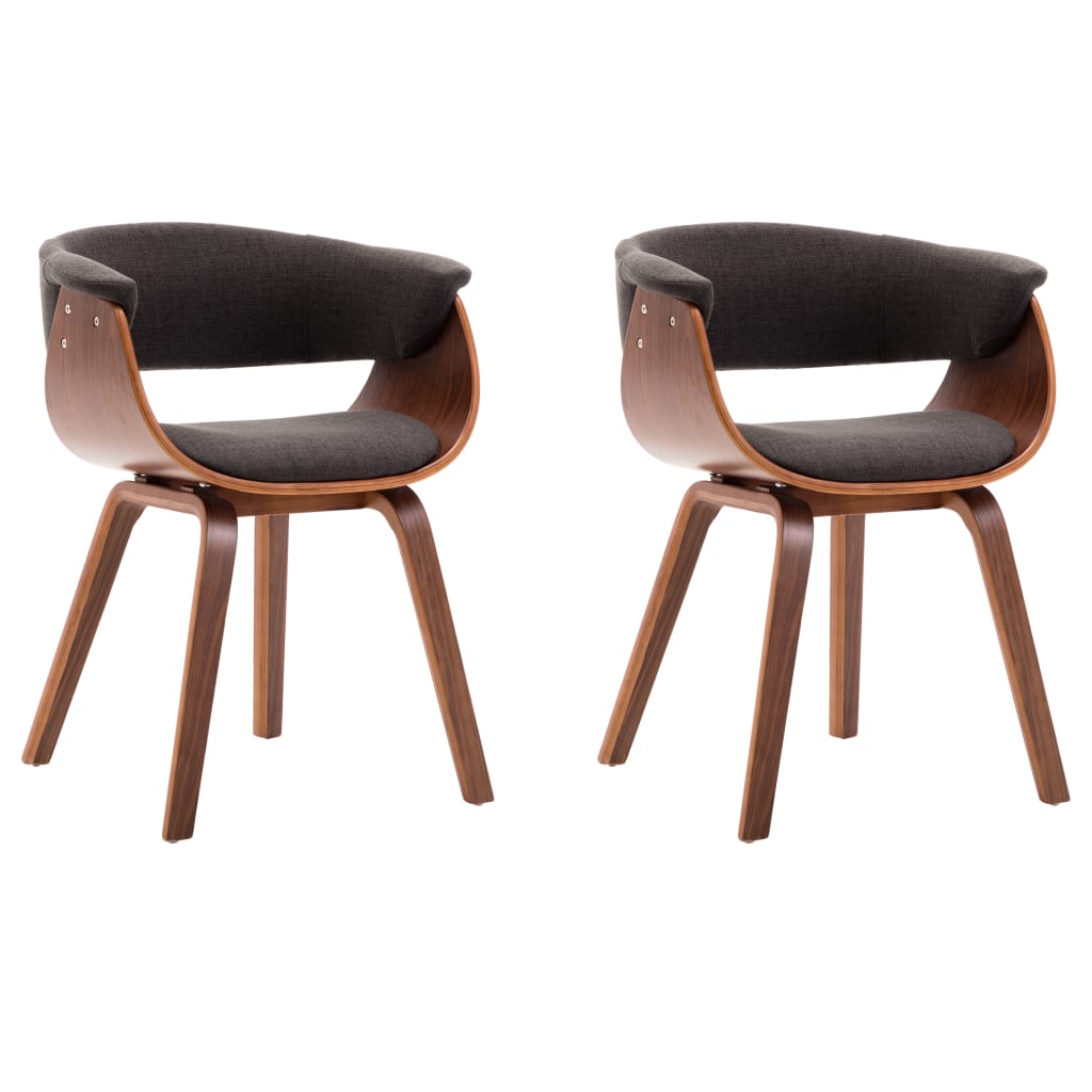 Dining Chairs 2 Pcs Grey Bentwood and Fabric