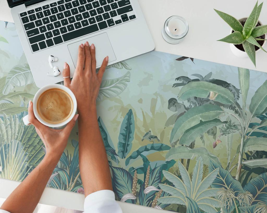 Protective Decorative Mat for Office Table Tropical Jungle 120x60 cm