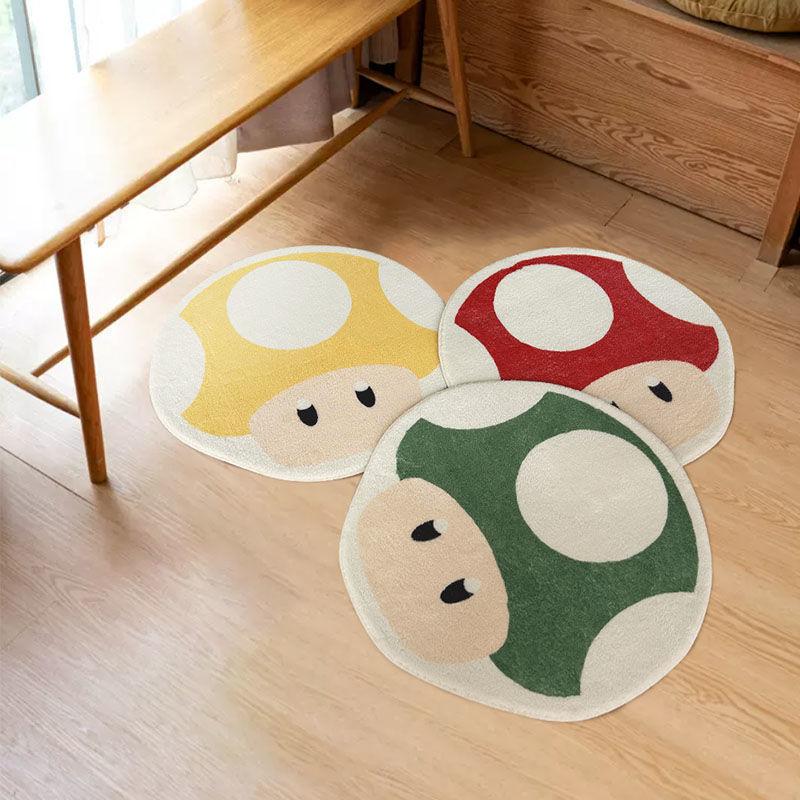 Cartoon Mushroom Head Household Absorbent Non-slip Thick Imitation Cashmere Carpet Wear-resistant Dirt Warm Bedroom Bed Blanket