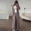 Europe, America, Amazon cross-border women's clothing new solid color long-sleeved multi-strap coat straight pants casual suit