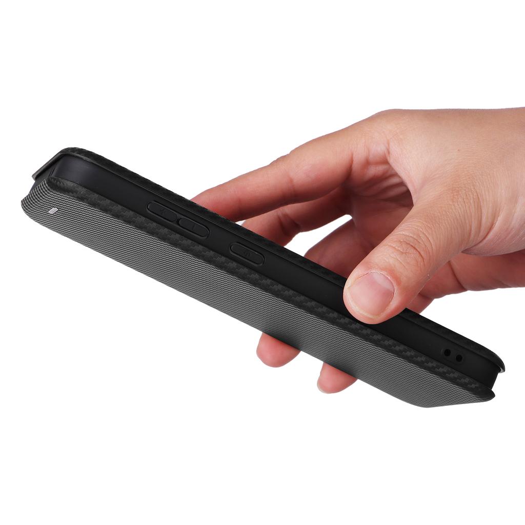 Pro pouzdro na mobilní telefon Samsung Galaxy S24 FE Kožený kryt s texturou uhlíkových vláken a magnetickým automatickým zavíráním