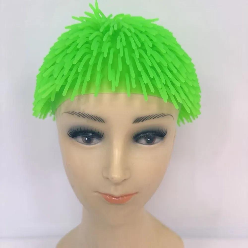 New Soft Rubber Long Hair Head Cover Funny Portable Party Decoration Colorful Head Cover Soft Party Hat