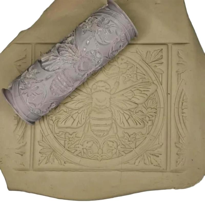 Clay Tile Roller Clay Texture Roller Handmade Pottery Tool Bird Pattern Rolling Pin Rollers for Pottery Projects