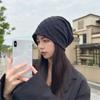 Korean Fashion Beanies for Women Girls Solid Color Cotton Heap Heap Hat Female Breathable Warm Bonnet Outdoor Soft Pullover Cap Windproof Keep Warm