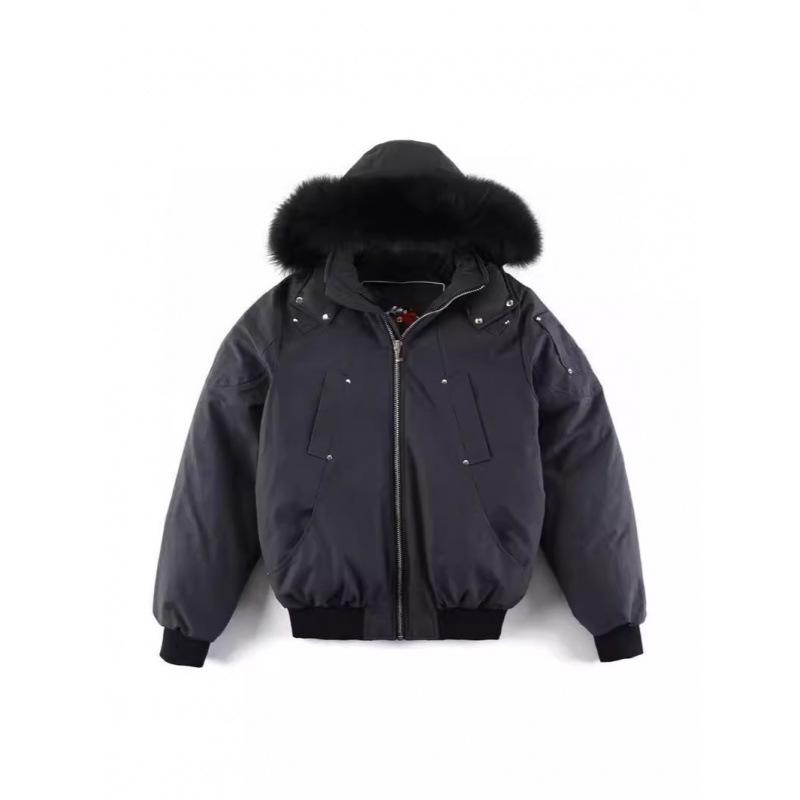 Męska kurtka puchowa z kapturem Moose z kołnierzem z futra lisa