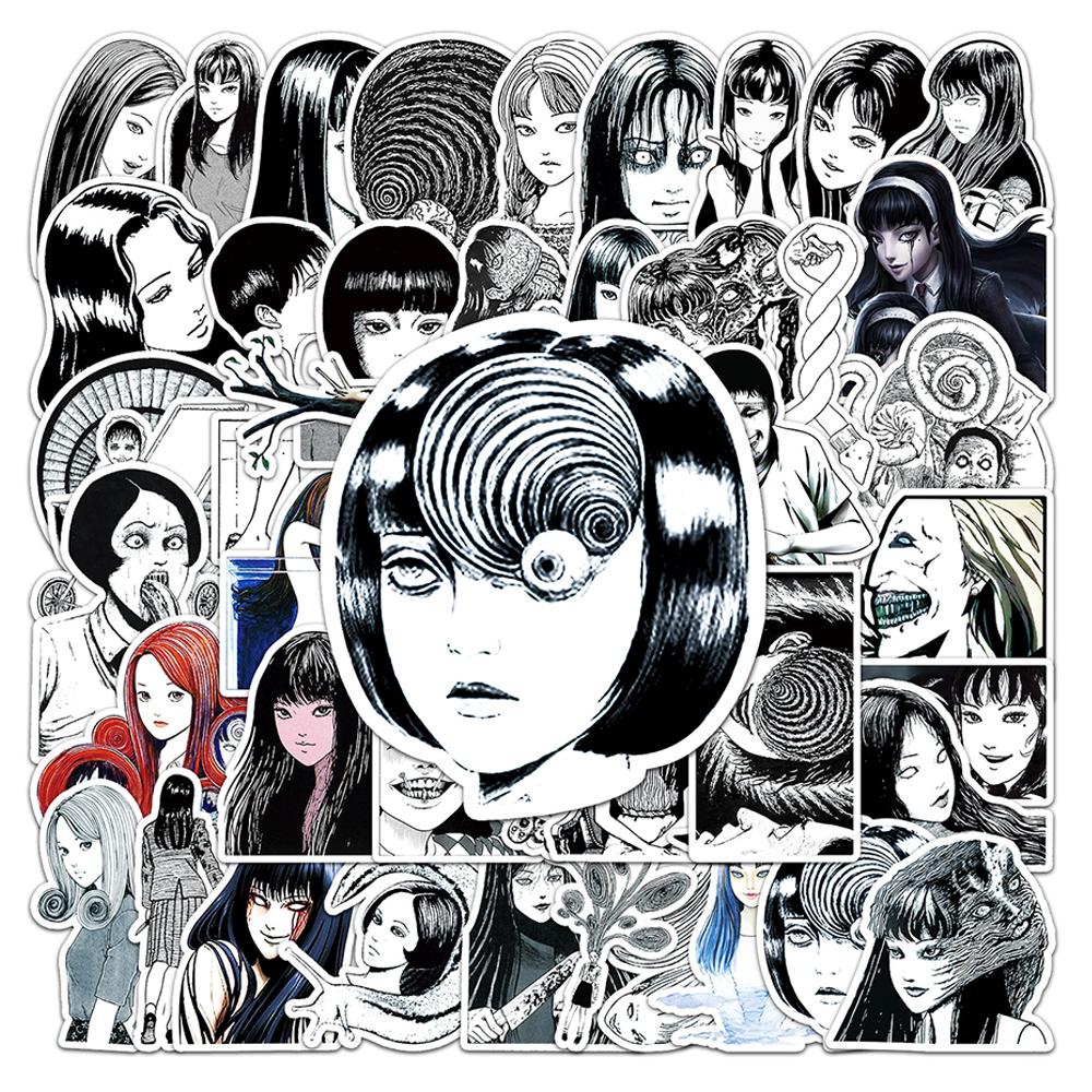 10/30/50pcs Horror Anime Tomie Stickers Cool Junji Ito Decals DIY Luggage Scrapbook Journal Black White Manga Sticker