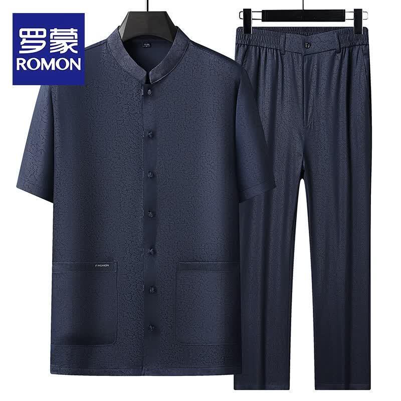 Мужской летний набор в стиле Тан из ледяного шелка ROMON 175/92A