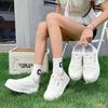 2025 Summer Girls' White Casual Breathable Running Shoes - Versatile Thick Sole Dad Sneakers