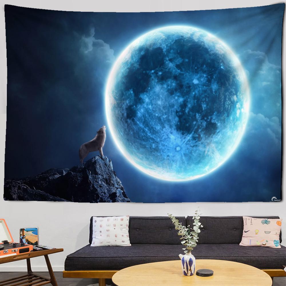Fantasy Wolf Tapestry Wall Hanging Animal Aesthetic Room Decoration Bohemian Psychedelic Mandala Home Dormitory Wall Decoration